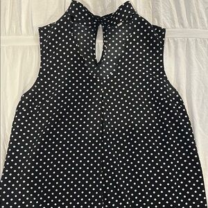 Black and White Polka Dot Sleeveless Top
